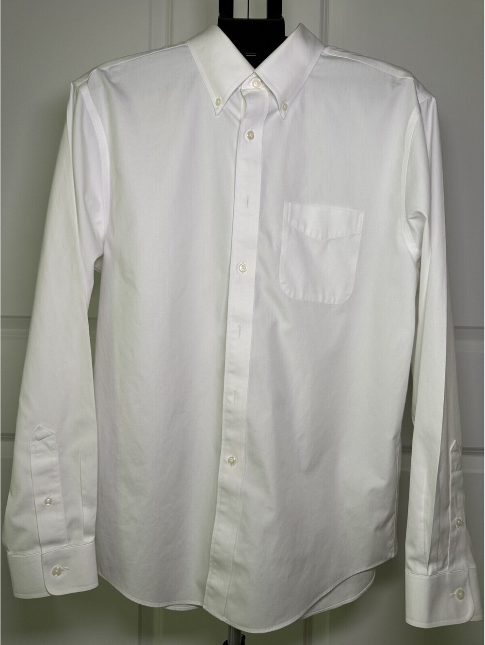 Men’s LL Bean Long Sleeve Wrinkle Free Slightly Fitted Dress Shirt, White, 16-35